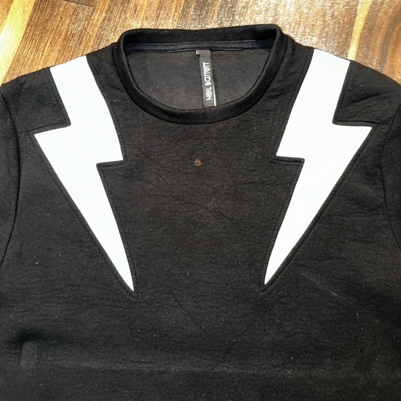 NEIL BARRETT Contrasting Thunderbolts Slim Fit Side Zips Sweater Medium READ - Picture 2 of 14